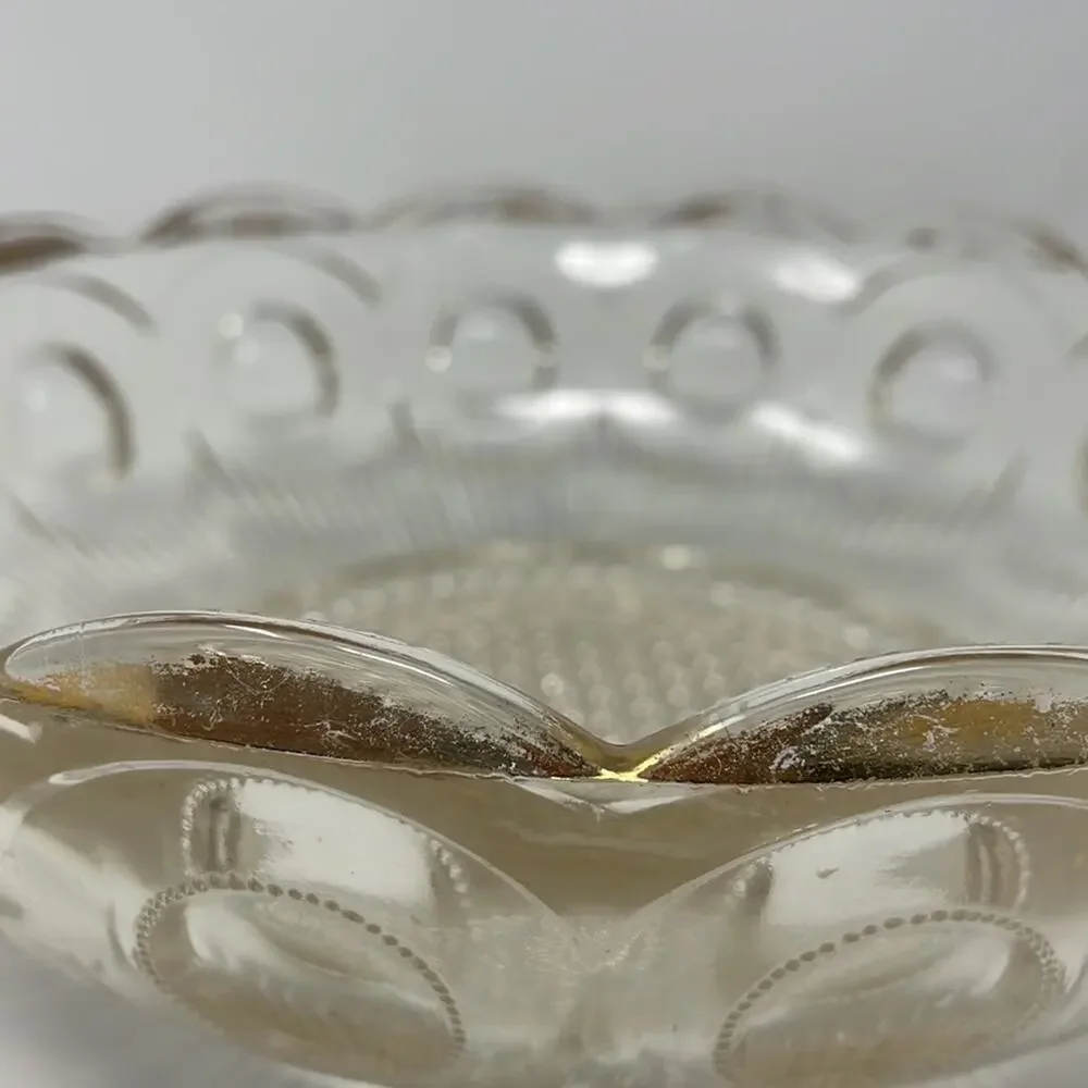 Vintage Bartlett &Collins glass Manhattan clear crystal bowl bulls eye gold trim